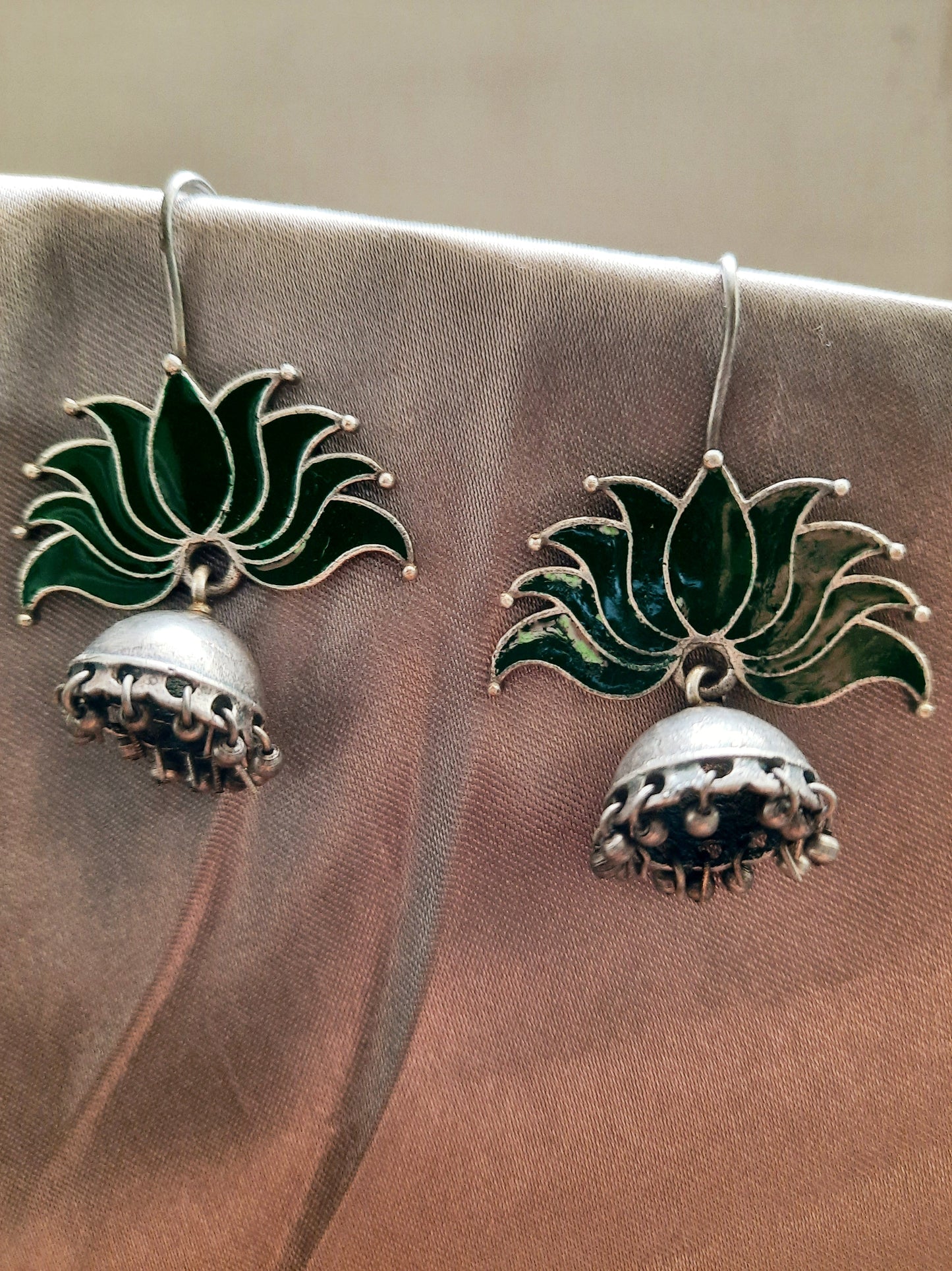 Aarna Green Lotus Jhumka