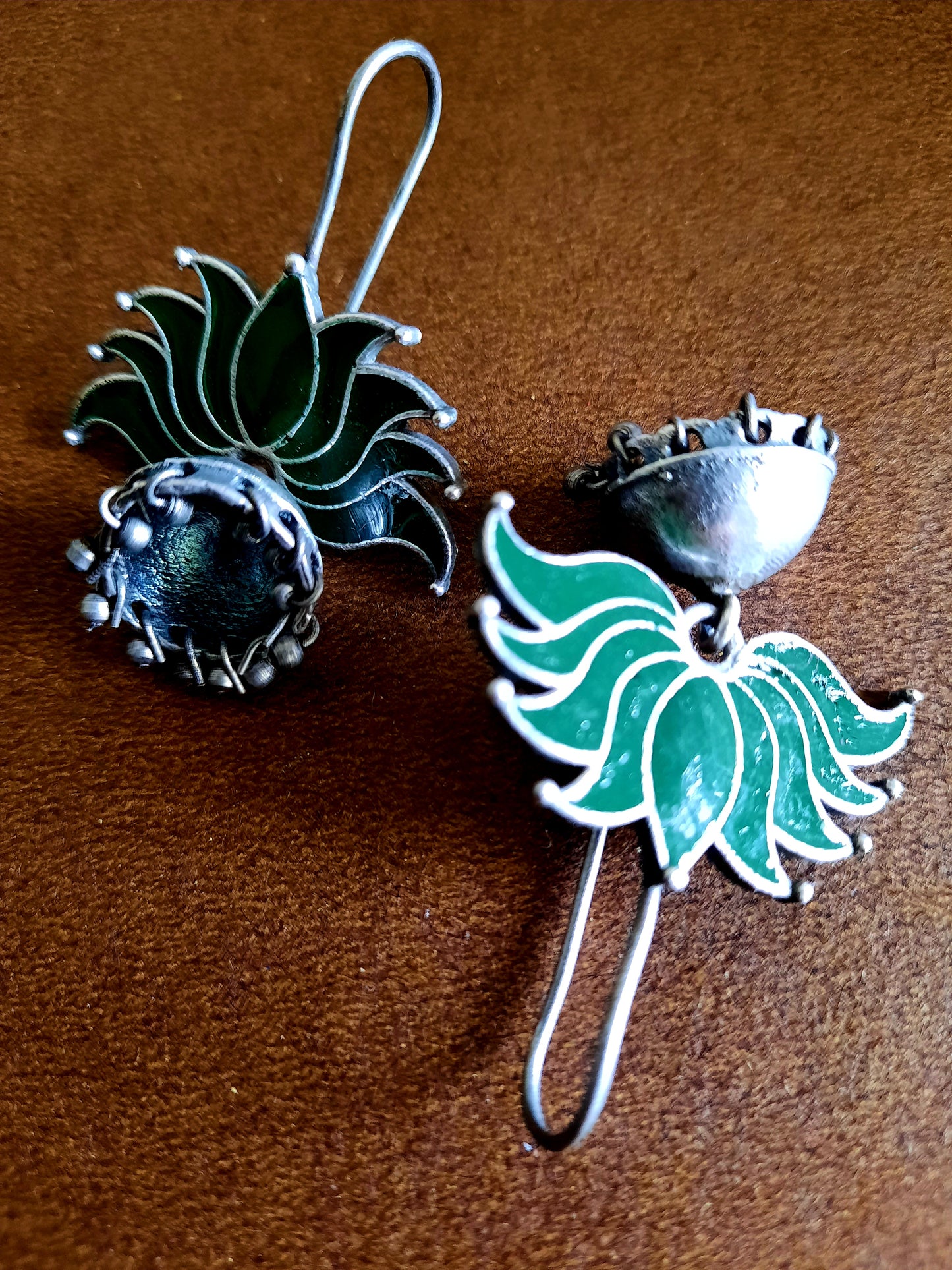 Aarna Green Lotus Jhumka
