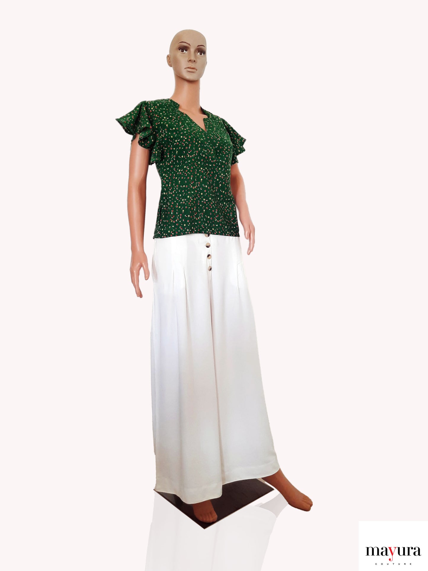 Forest Green Flutter Sleeve Top