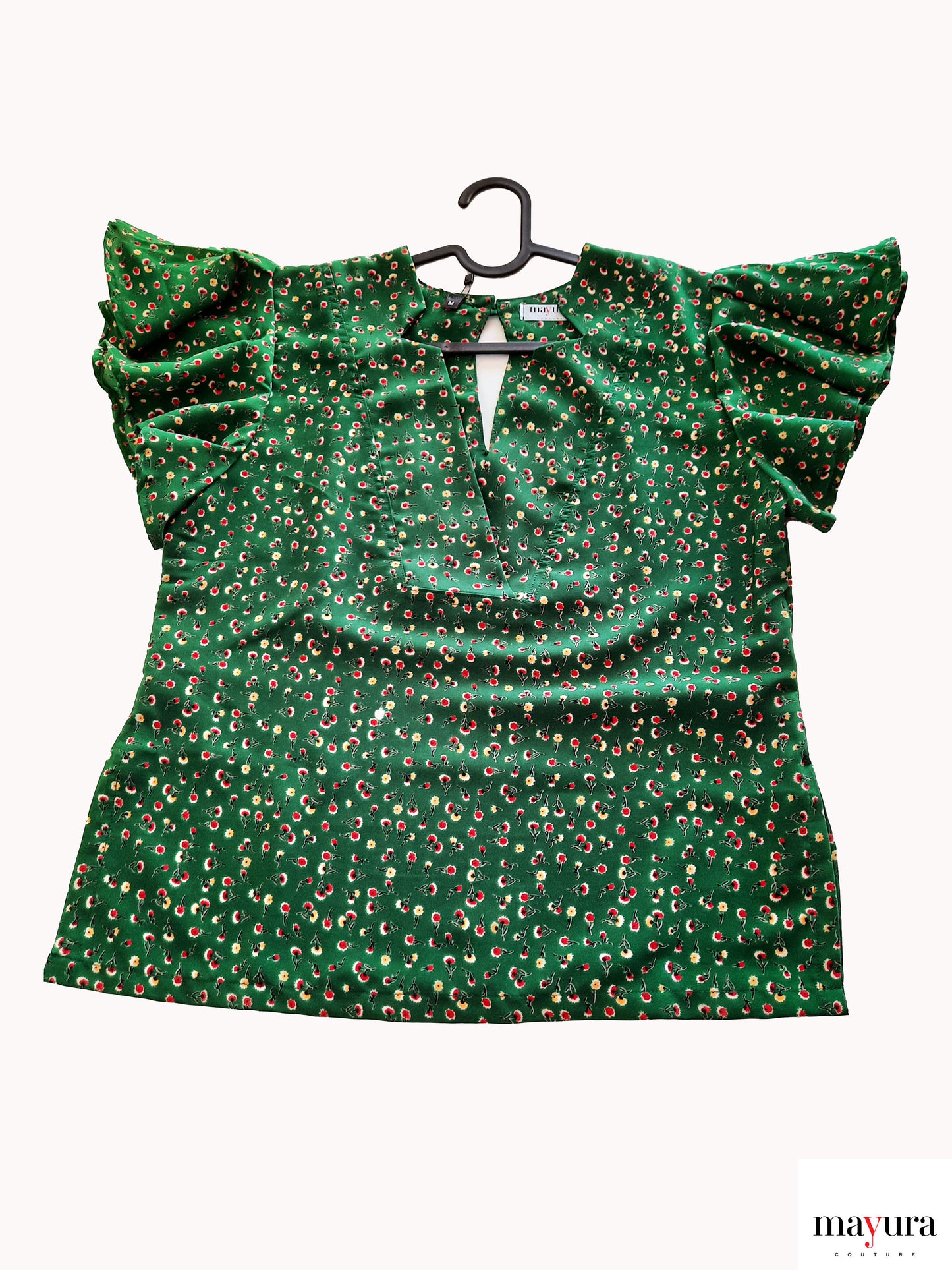 Forest Green Flutter Sleeve Top
