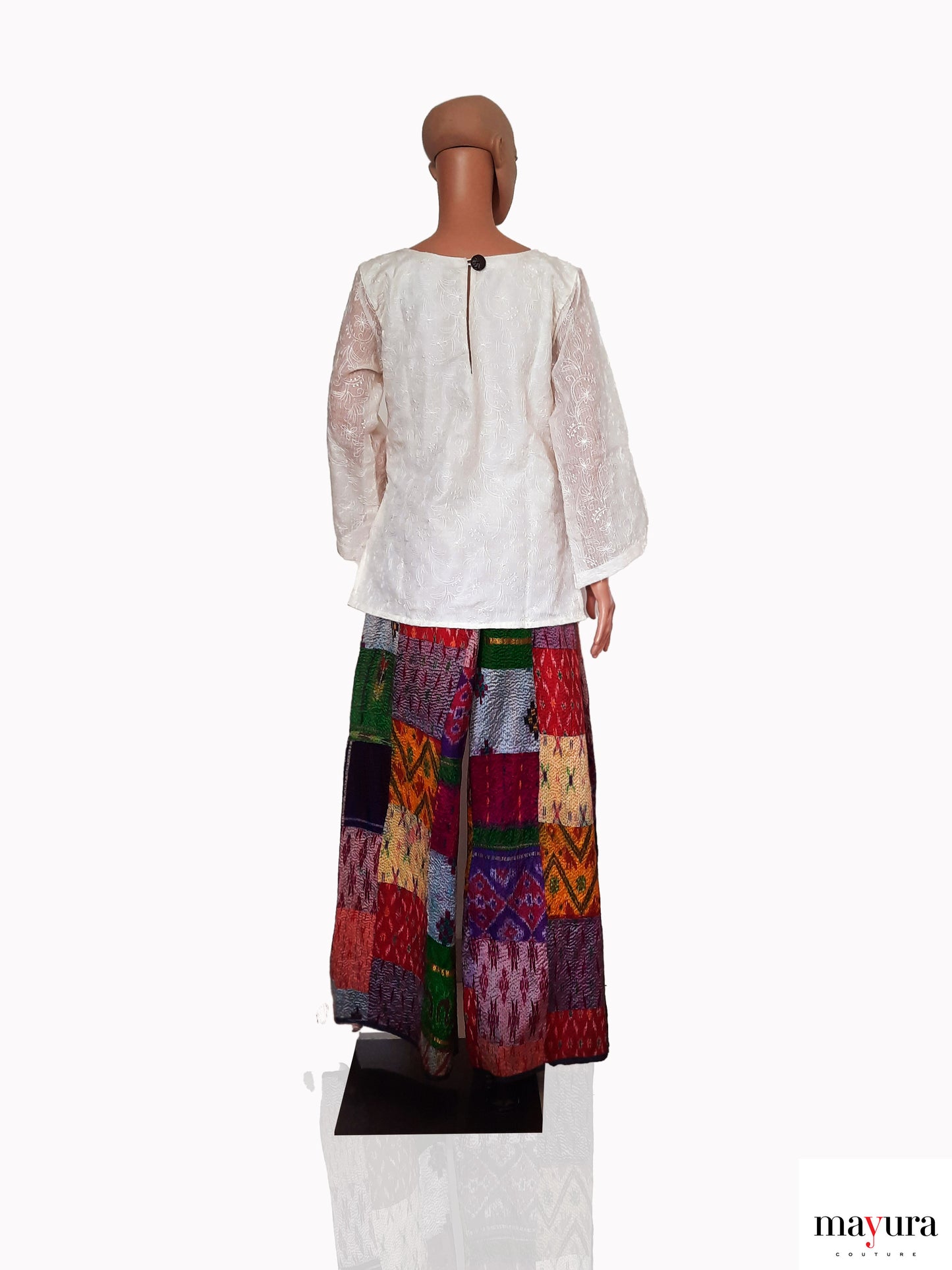 Ethereal White Embroidered Cotton-Linen Top