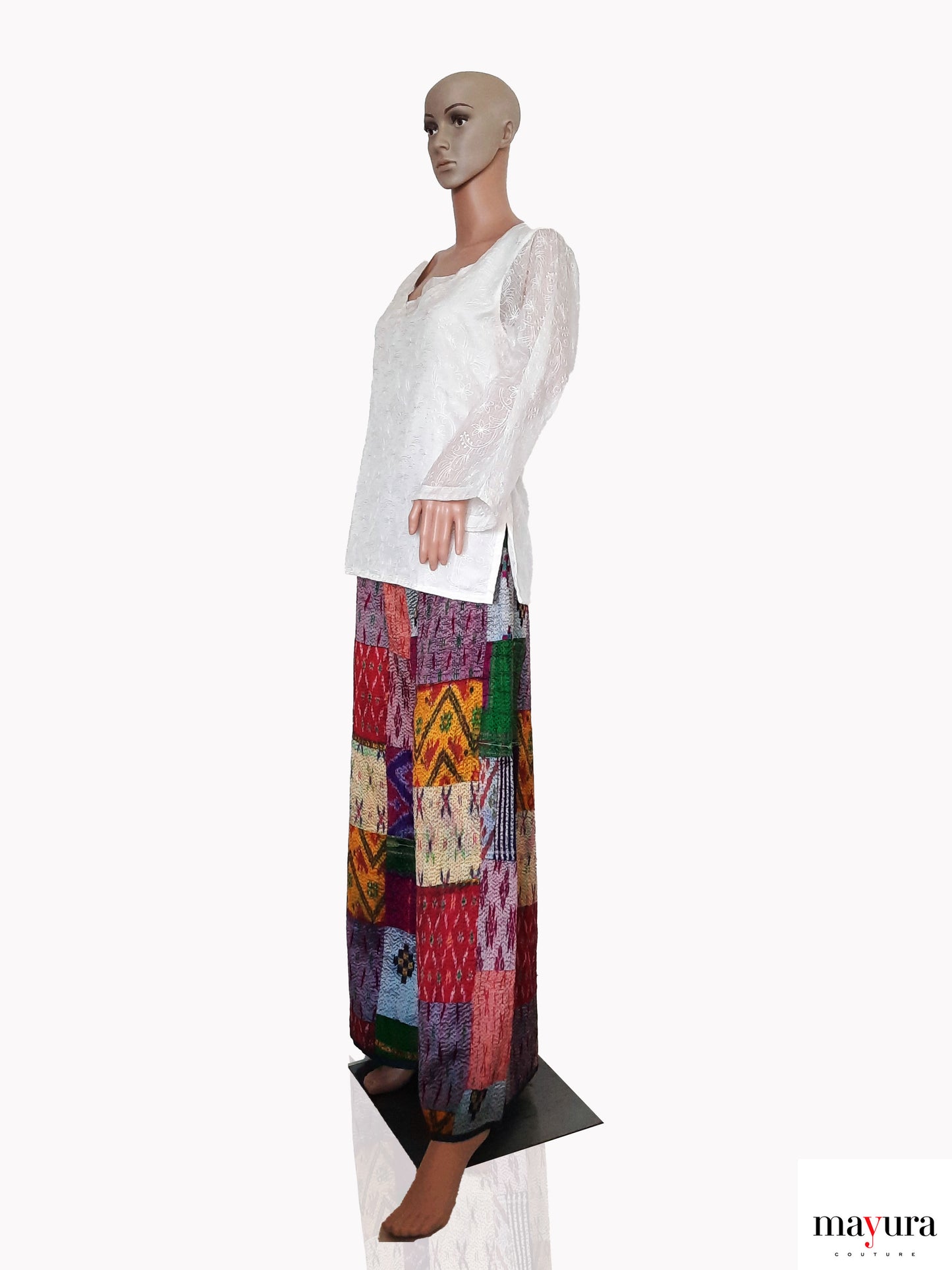 Ethereal White Embroidered Cotton-Linen Top