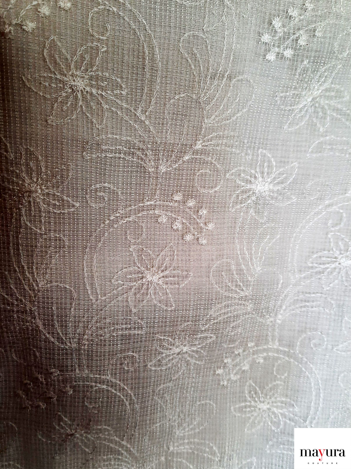 Ethereal White Embroidered Cotton-Linen Top