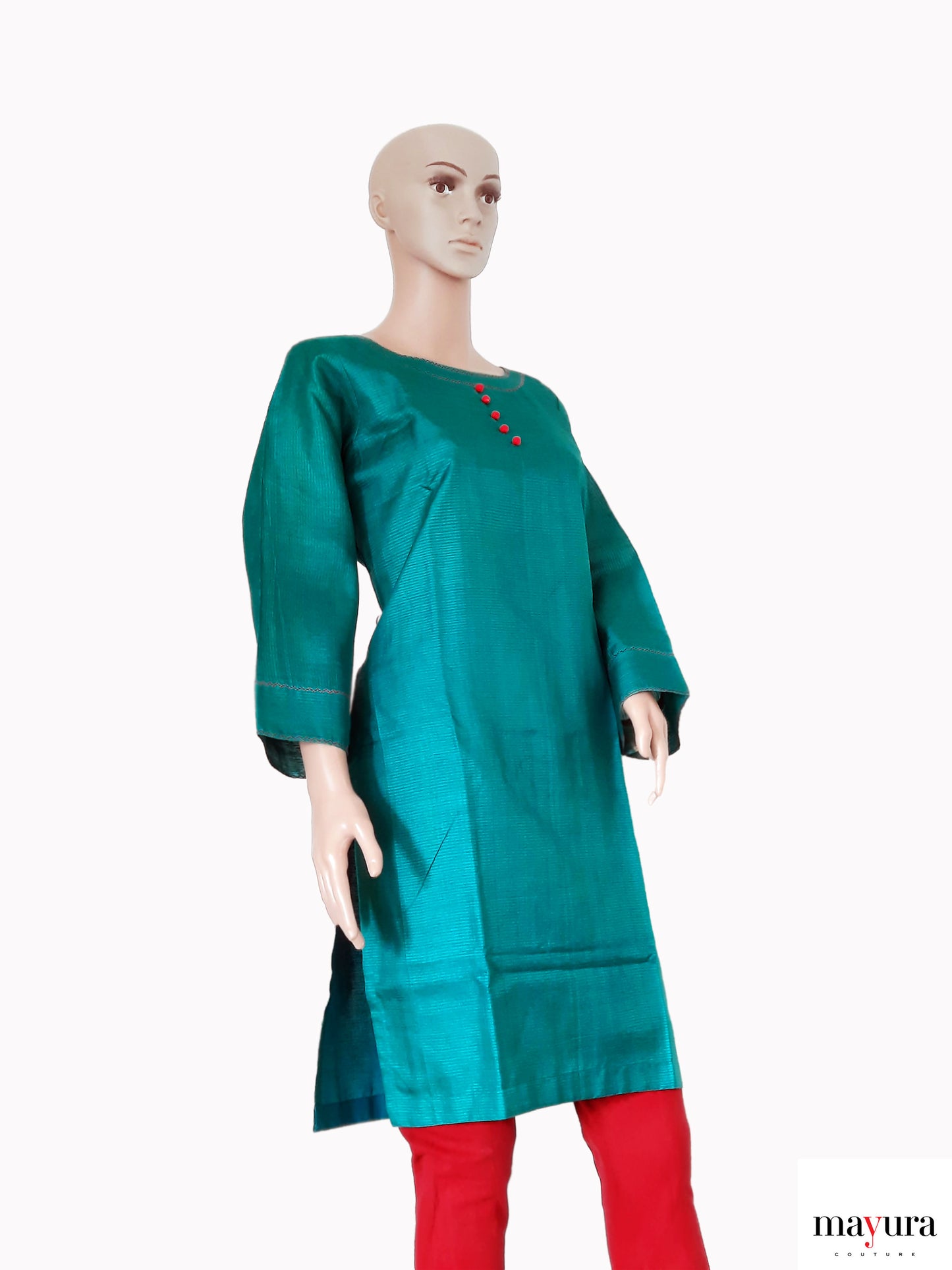 Emerald Elegance Handloom Silk Kurti