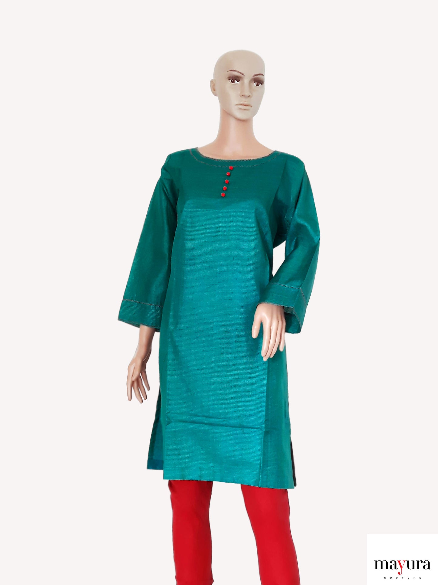 Emerald Elegance Handloom Silk Kurti