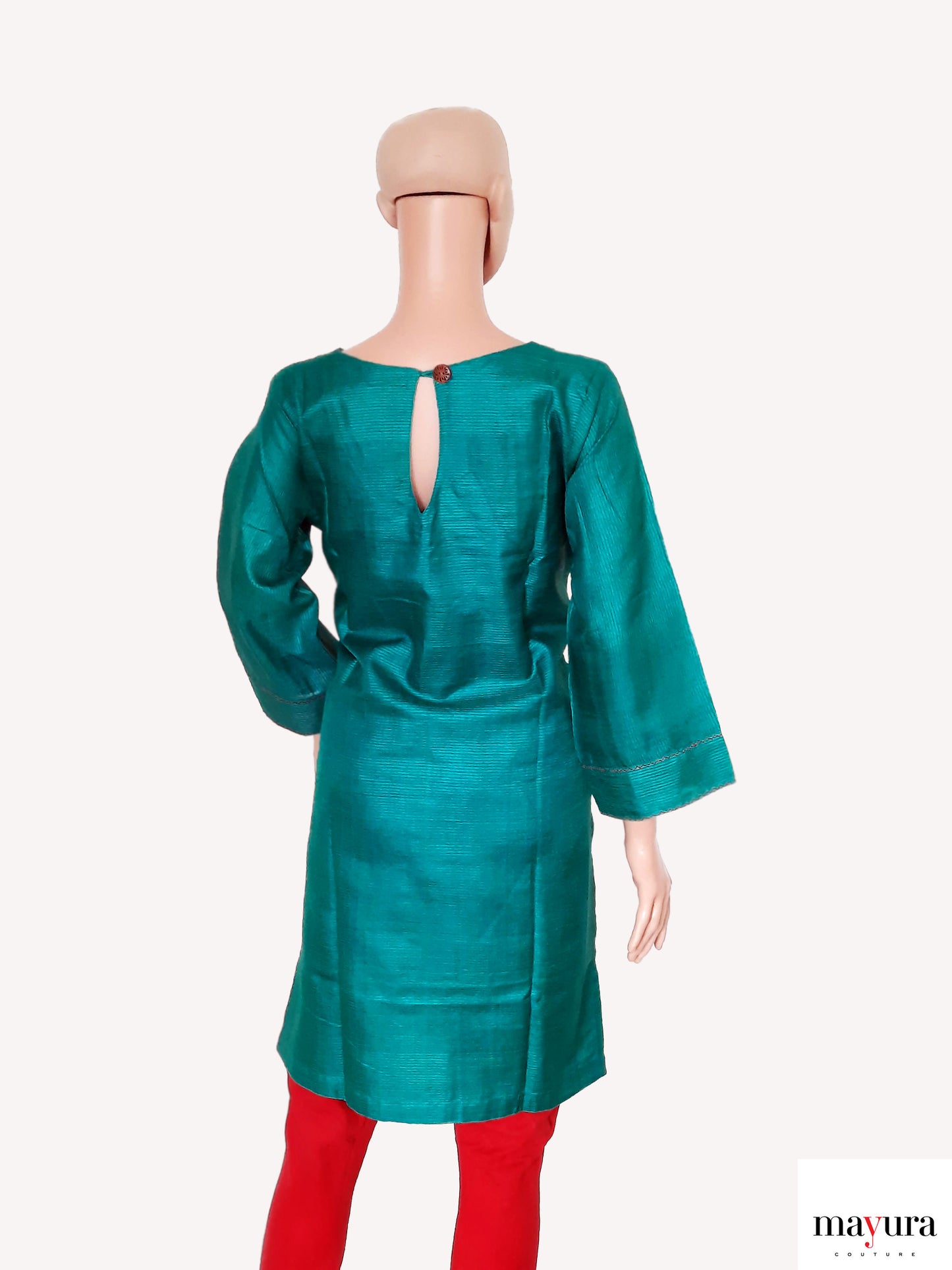 Emerald Elegance Handloom Silk Kurti