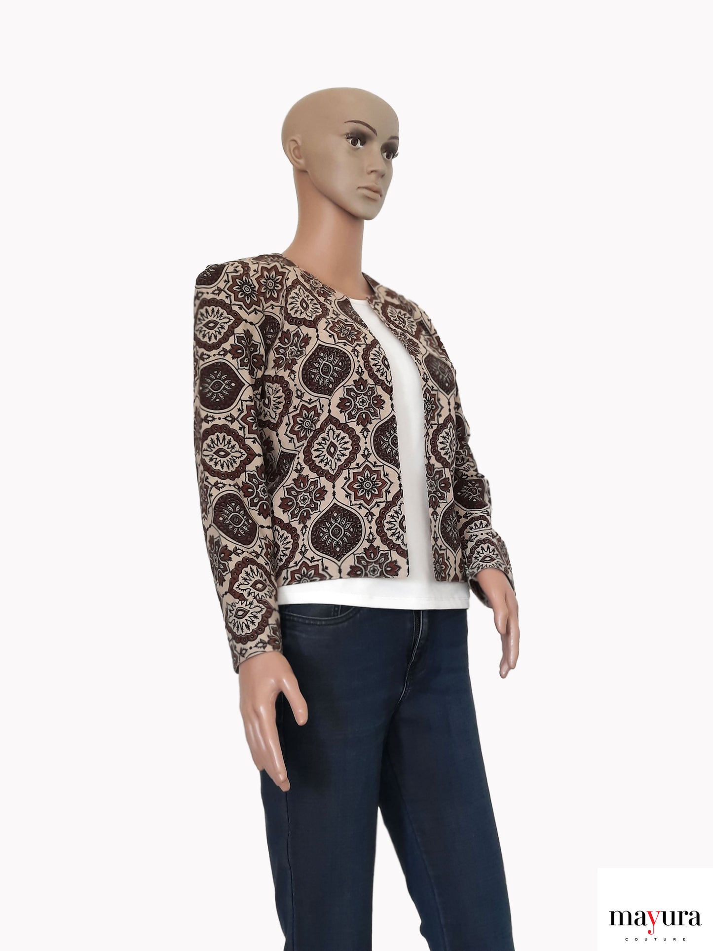 Mosaic Print Chanderi Handloom Jacket