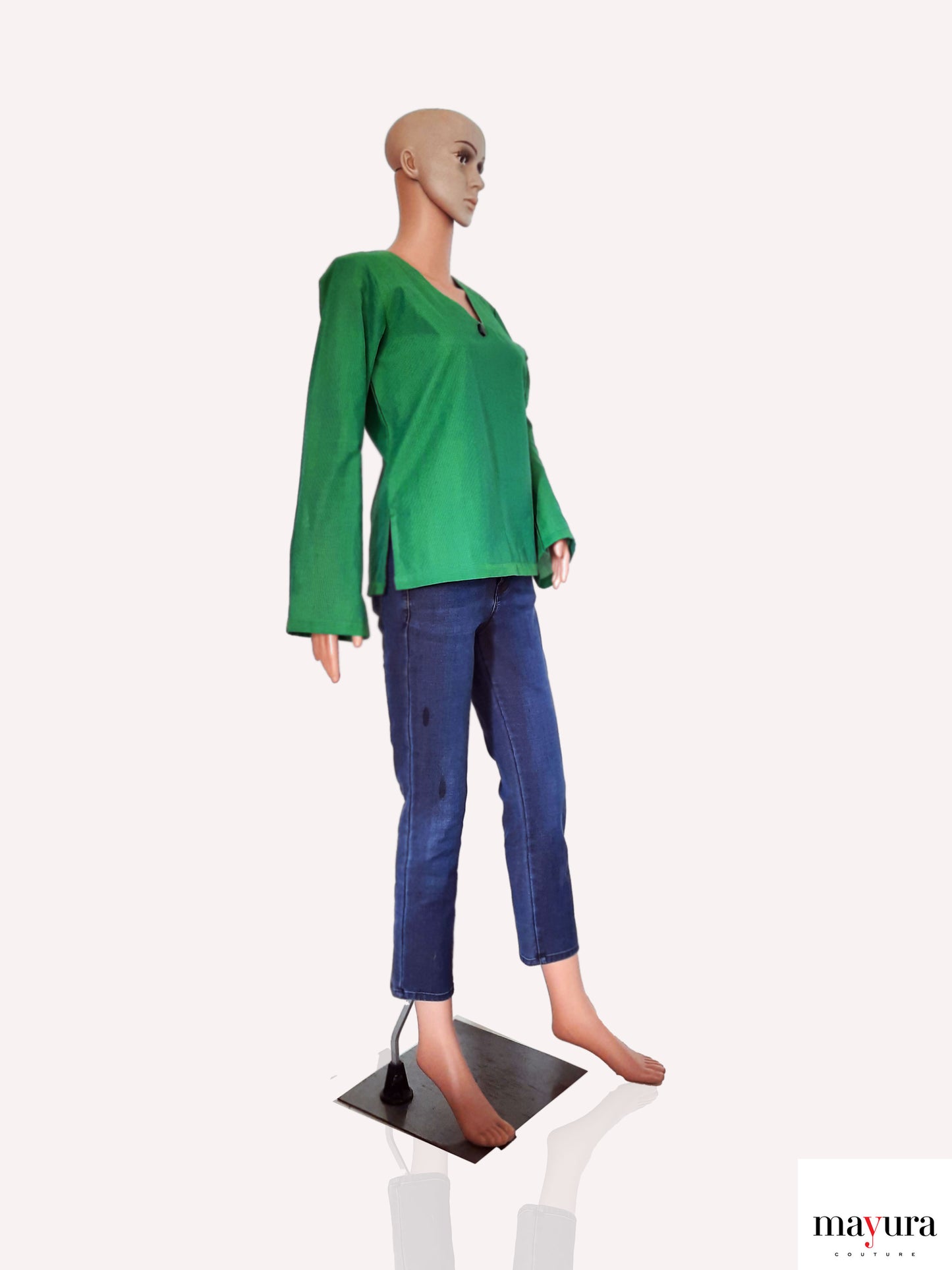 Ira – Handloom Stripe Top in Yellow, Green & Blue