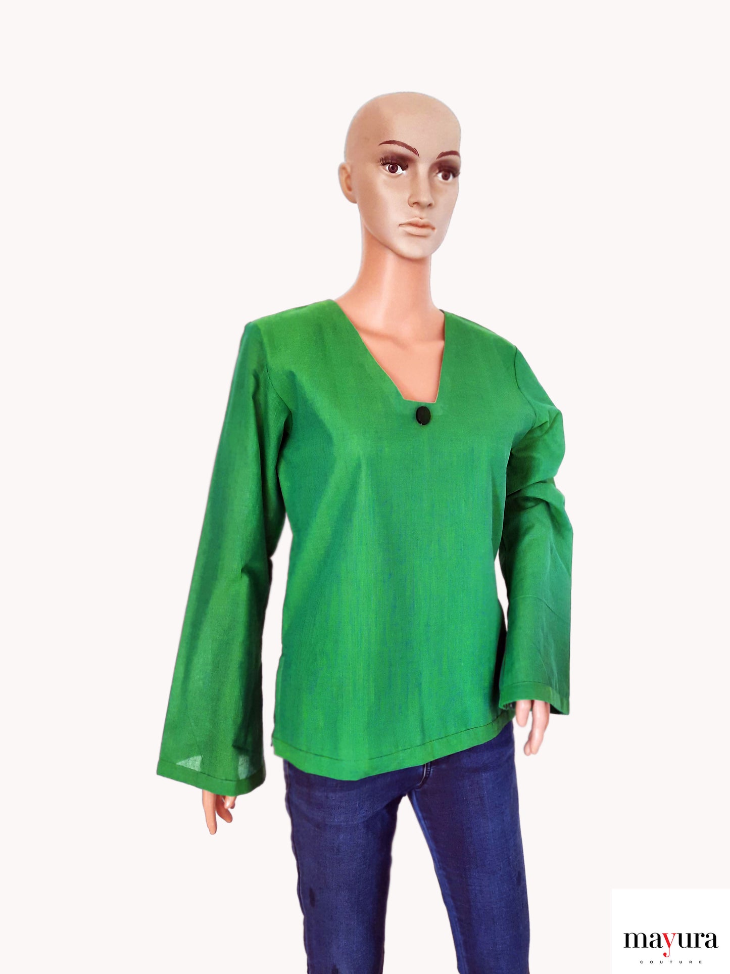 Ira – Handloom Stripe Top in Yellow, Green & Blue