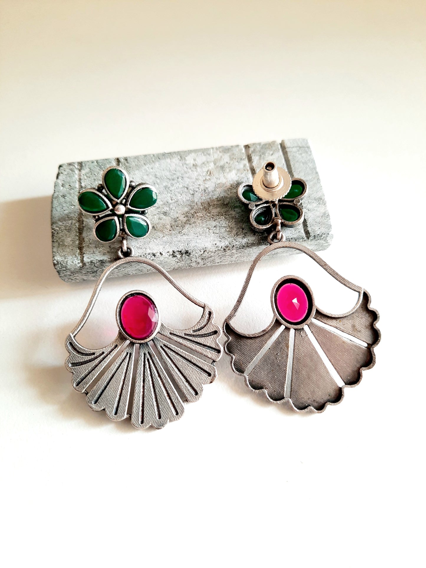 Fiona Green-n-Pink Earrings