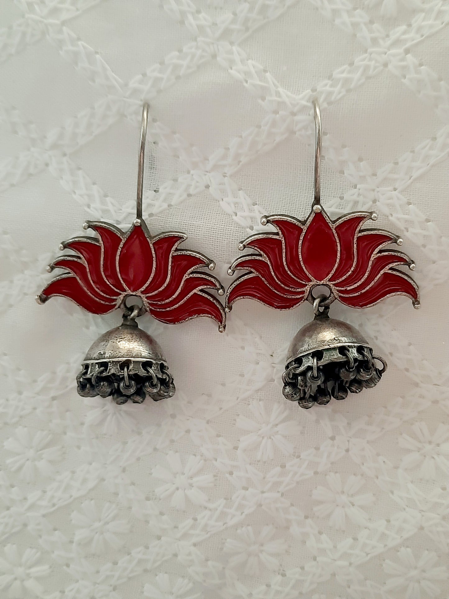 Aarna Red Lotus Jhumka