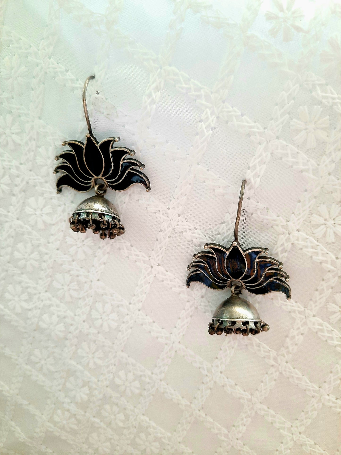 Aarna Blue Lotus Jhumka