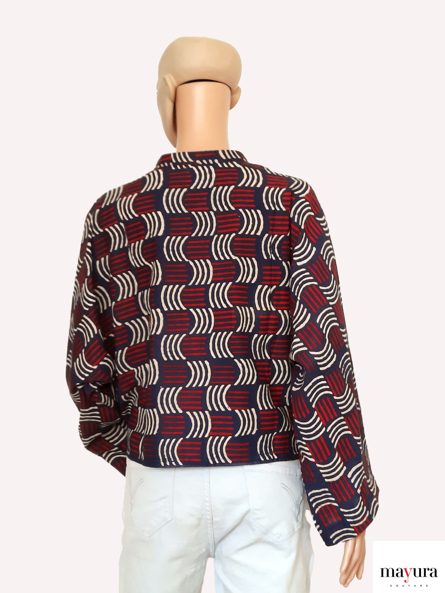Indigo Block Print Baggi Sleeve Shirt