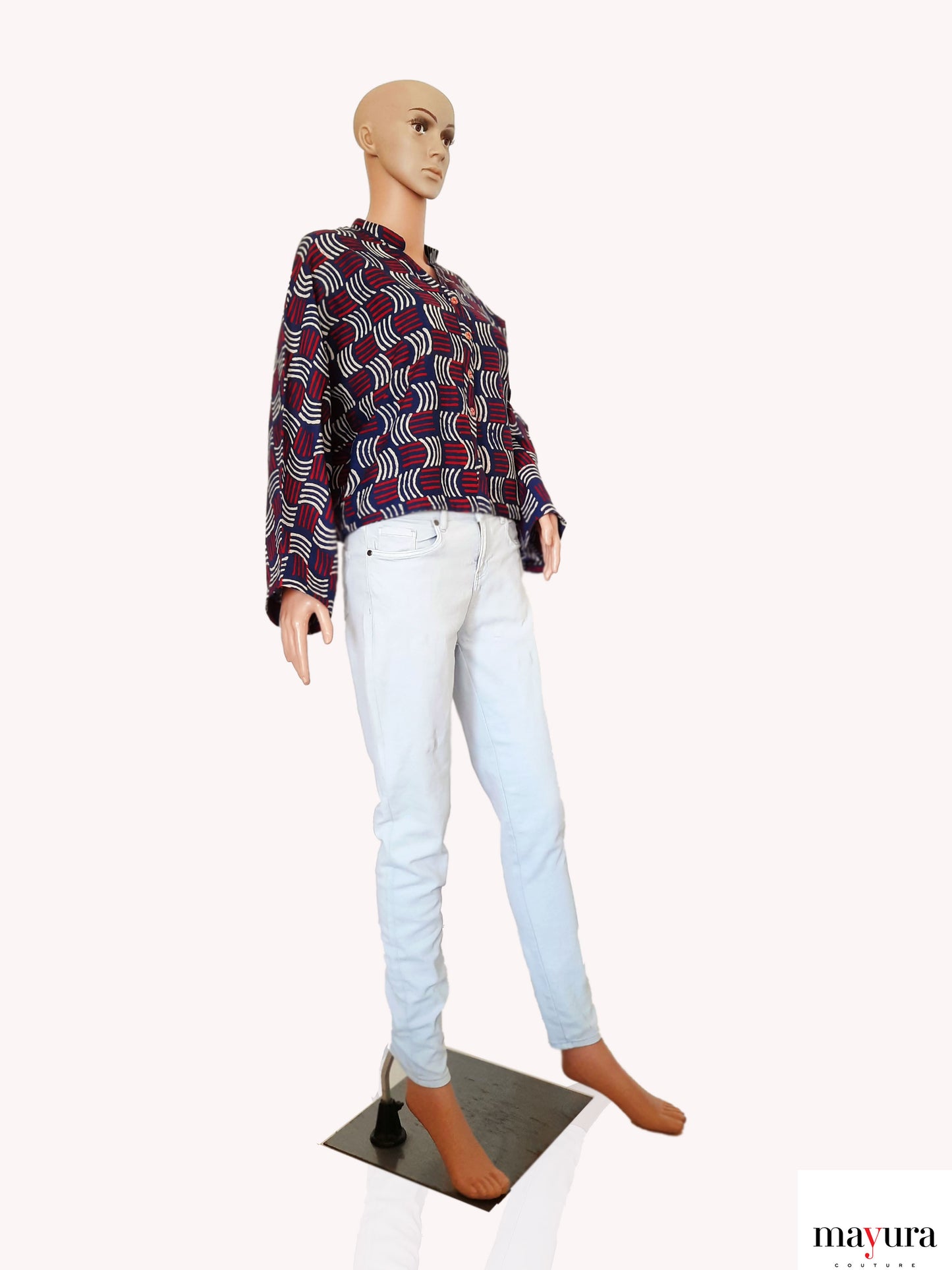 Indigo Block Print Baggi Sleeve Shirt