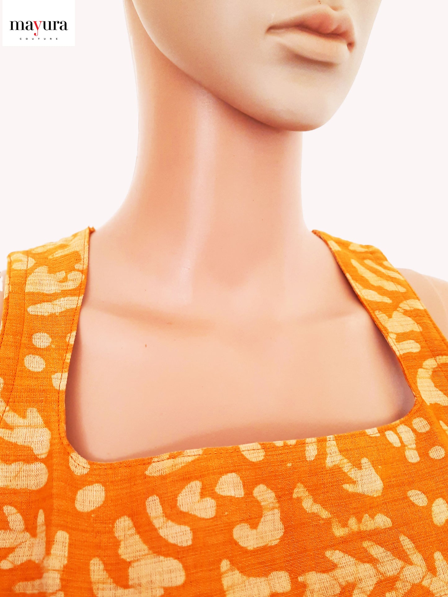 Ripe Mango Batik Top with Square Neckline