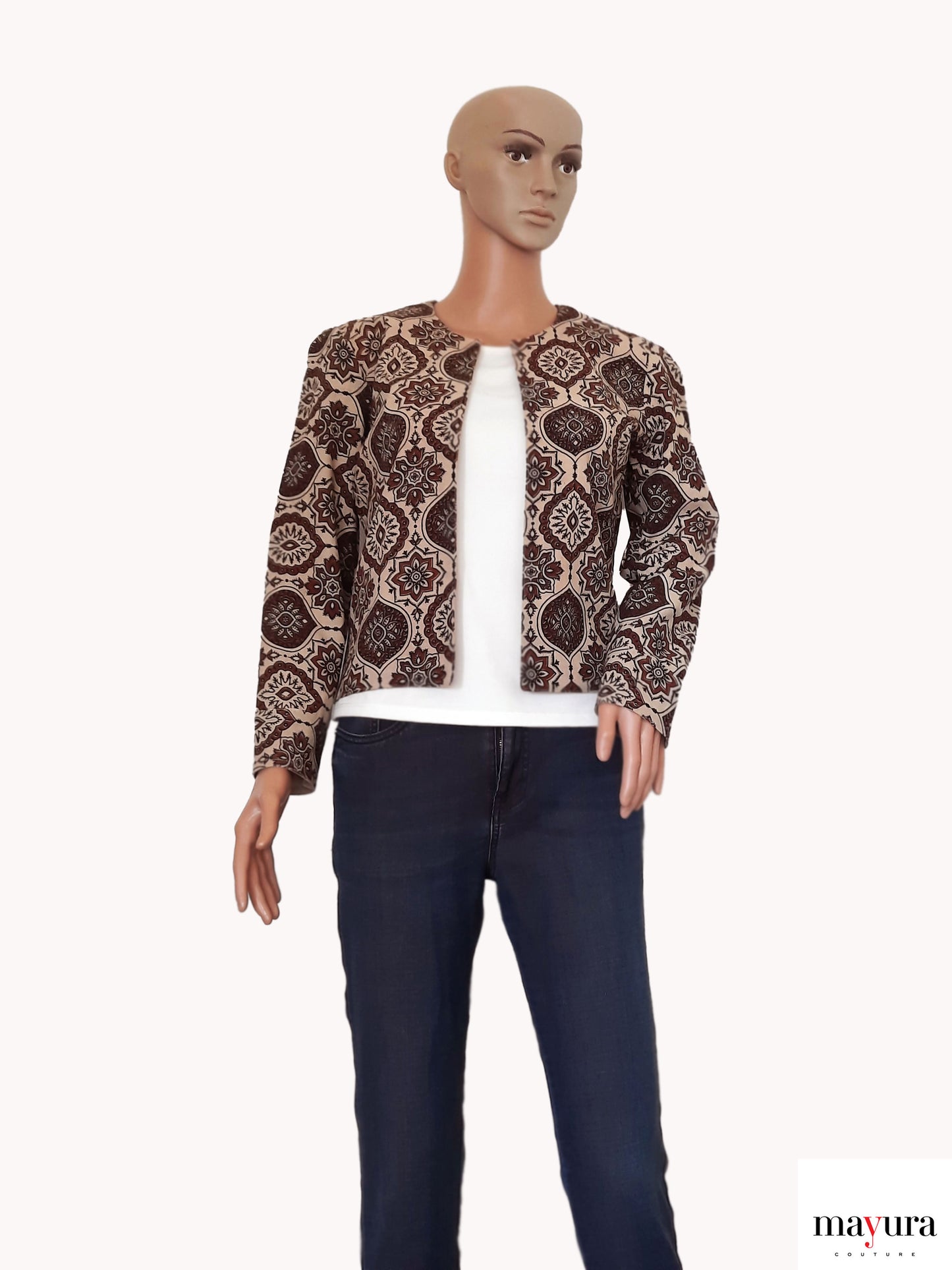 Mosaic Print Chanderi Handloom Jacket
