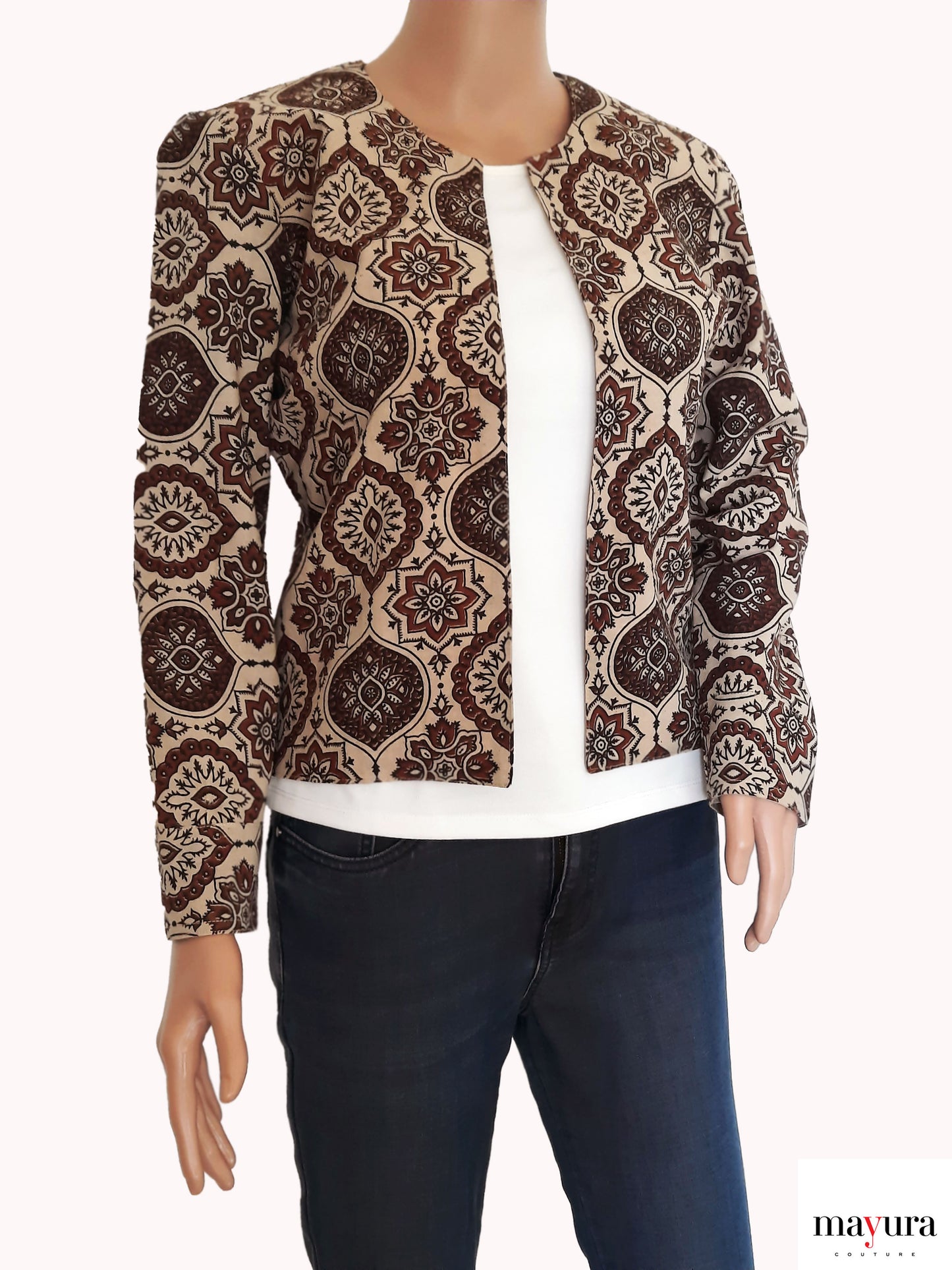 Mosaic Print Chanderi Handloom Jacket