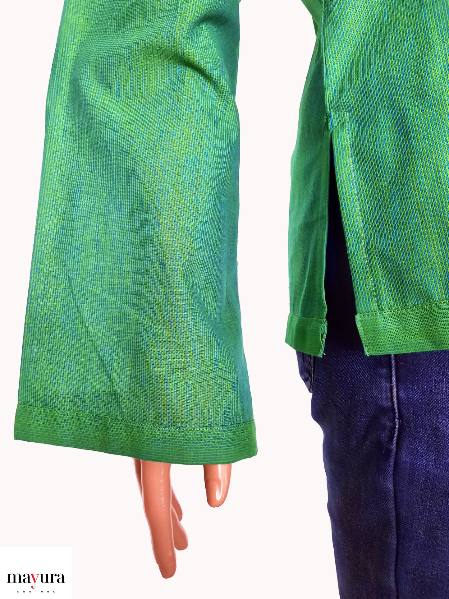 Ira – Handloom Stripe Top in Yellow, Green & Blue